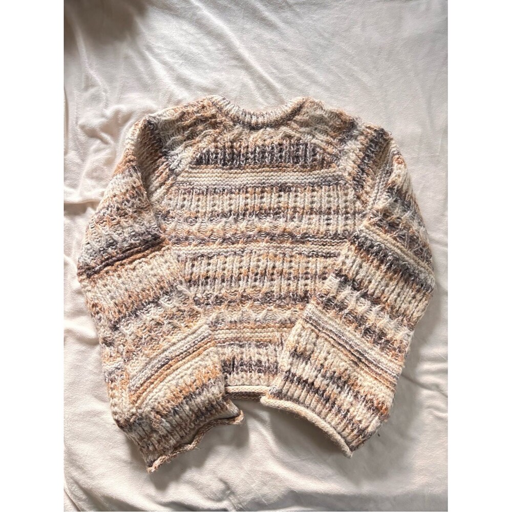 Universal Thread Multicolor Cable Knit Crew Sweater - Cream & Brown